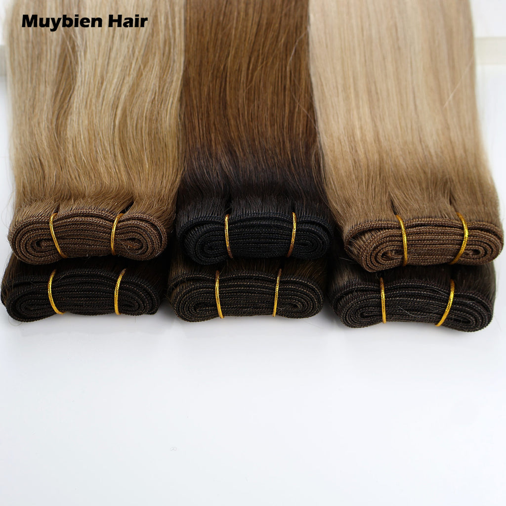 Machine Weft Hair Extensions 100 Grams Virgin Cuticle Aligned Human Hair Double Drawn Hair Weft