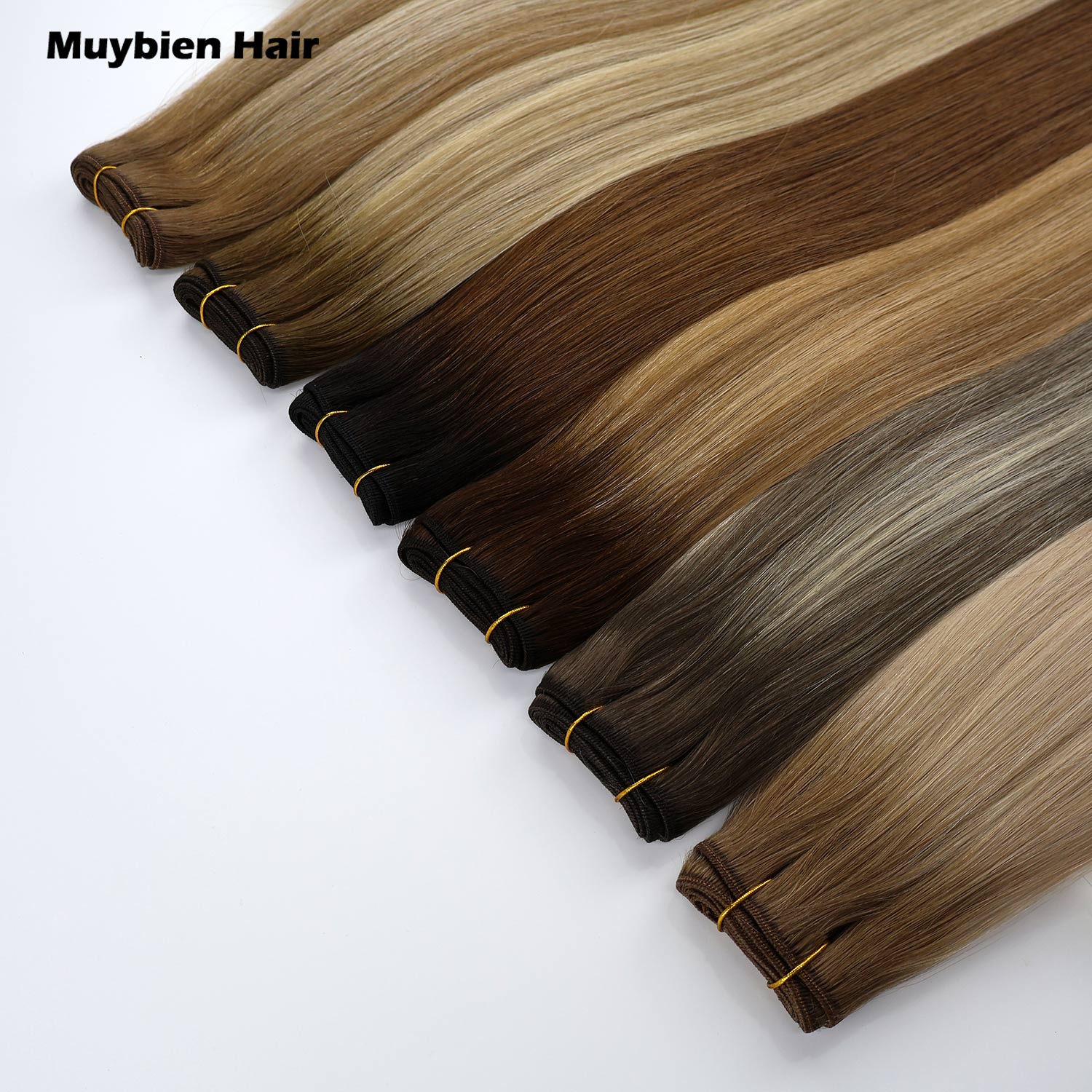 Machine Weft Hair Extensions 100 Grams Virgin Cuticle Aligned Human Hair Double Drawn Hair Weft