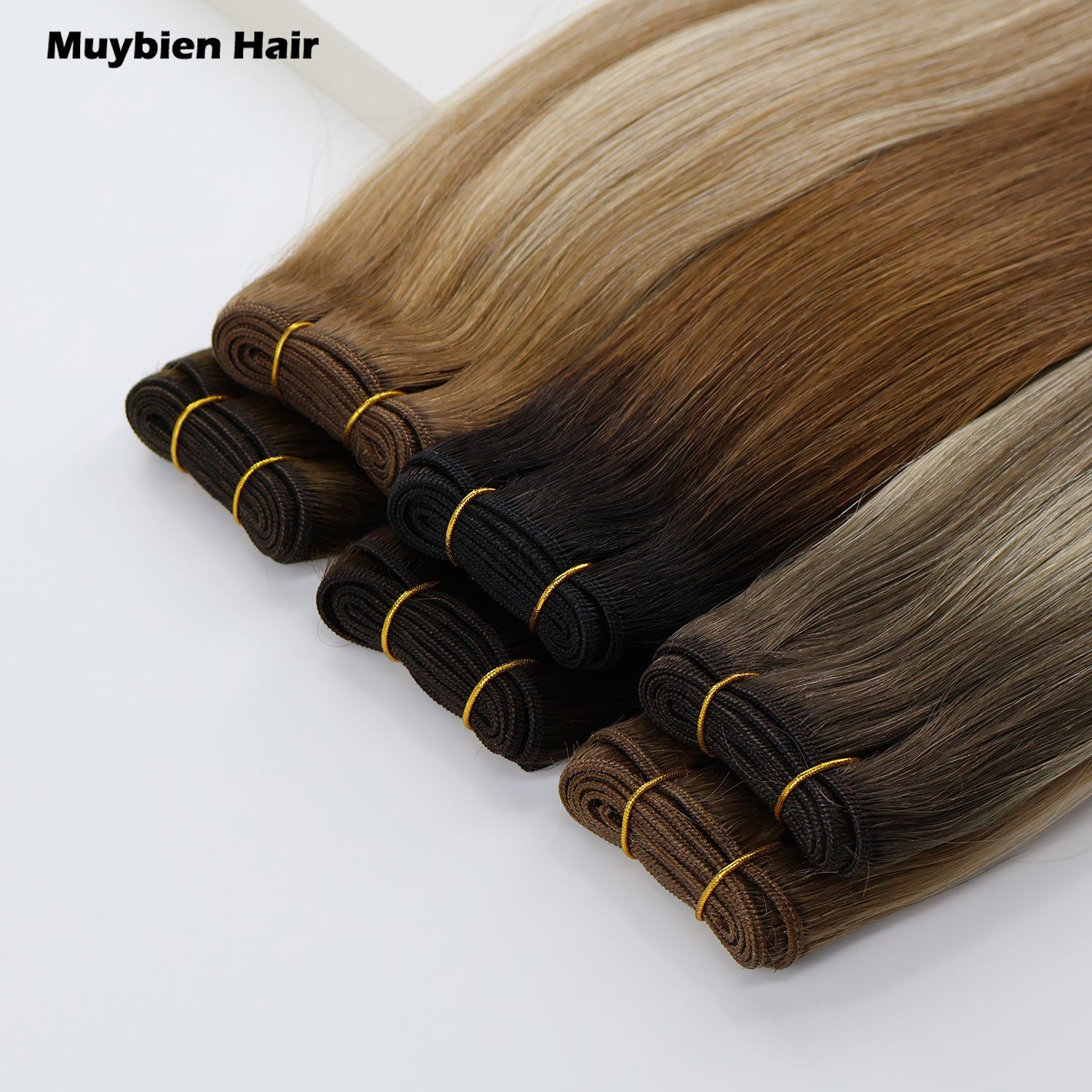 Machine Weft Hair Extensions 100 Grams Virgin Cuticle Aligned Human Hair Double Drawn Hair Weft