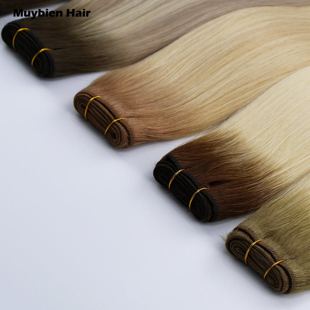 Hair Extension 100% Virgin Human Hair Thick Ends Machine Weft for All Colors 100g