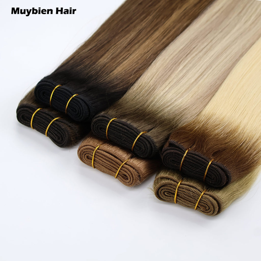 Hair Extension 100% Virgin Human Hair Thick Ends Machine Weft for All Colors 100g