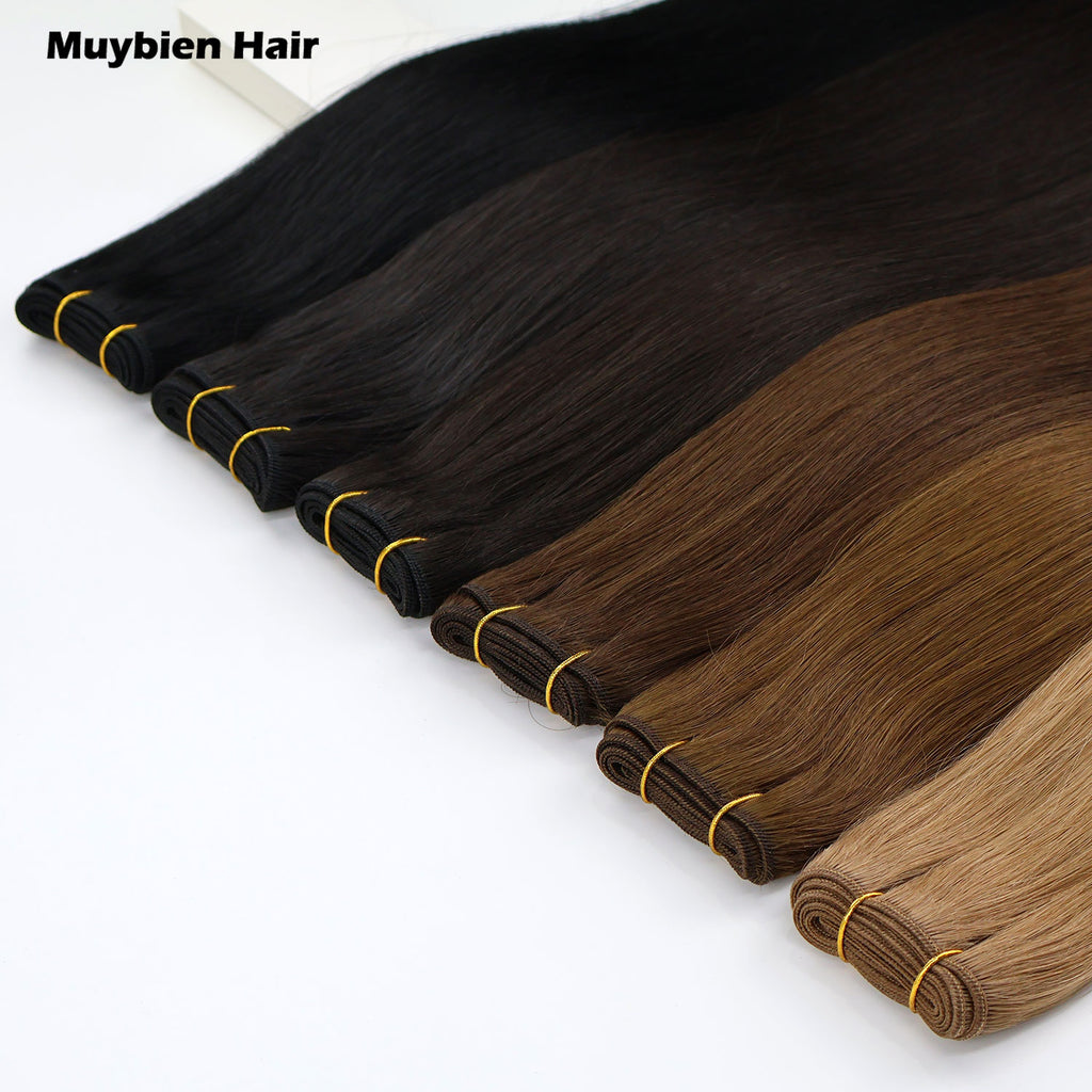 Virgin Human Hair Extensions Machine Double Weft 100g Double Drawn Ends All Colors