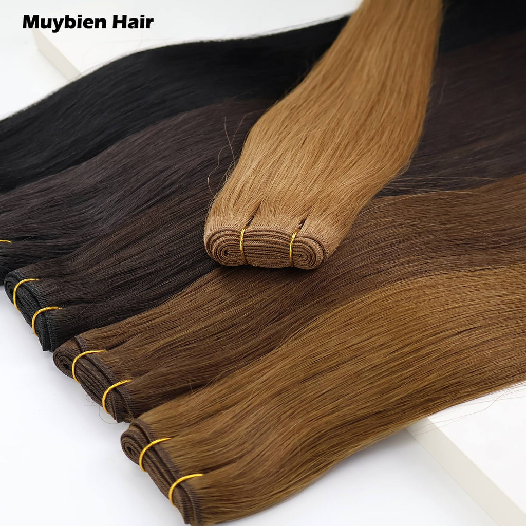 Virgin Human Hair Extensions Machine Double Weft 100g Double Drawn Ends All Colors