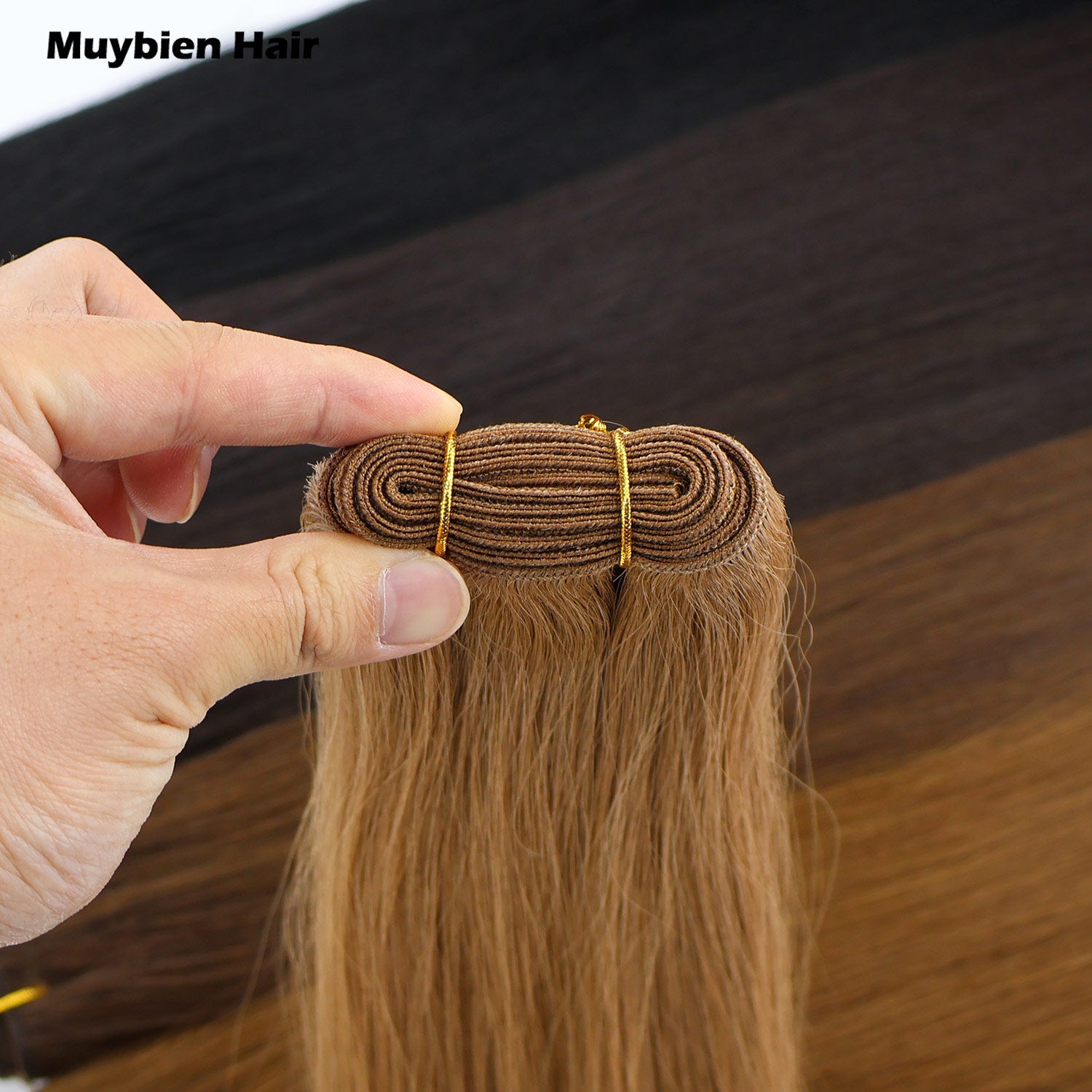Virgin Human Hair Extensions Machine Double Weft 100g Double Drawn Ends All Colors