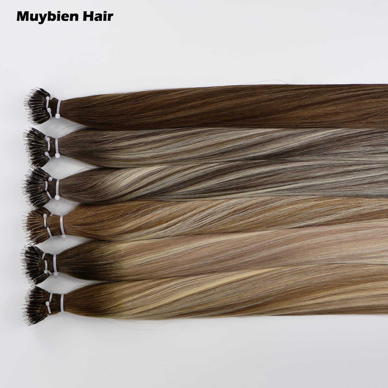 Ombre Highlight Double Drawn Nano Ring Hair Extension Virgin Human Hair Extensions 100 Grams