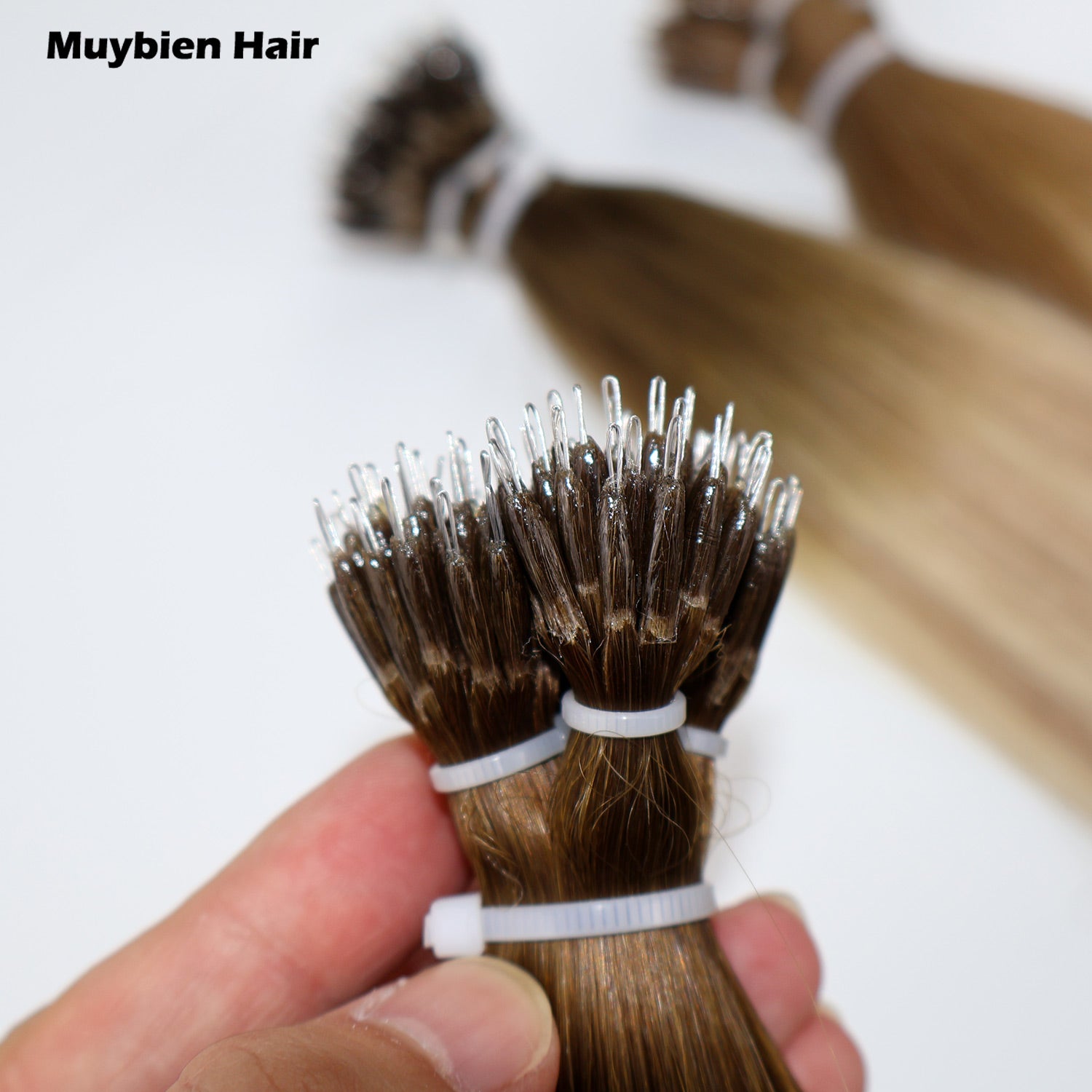 Ombre Highlight Double Drawn Nano Ring Hair Extension Virgin Human Hair Extensions 100 Grams