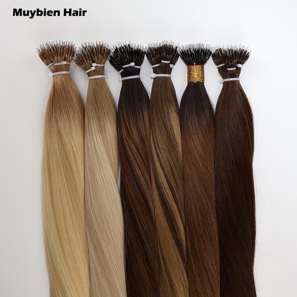 Nano Ring Microlink Hair Ombre Color Double Drawn Keratin Natural Human Hair Extension 100 Grams