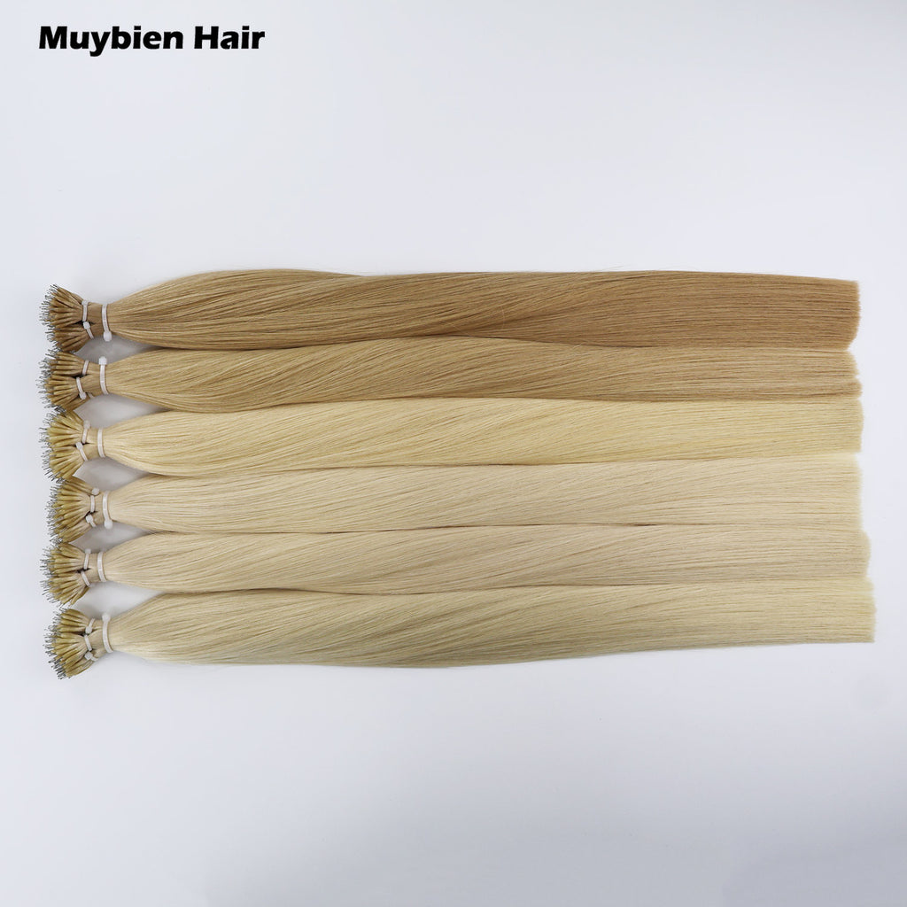Cuticle Aligned Virgin Hair Silky Straight Double Drawn Nano Ring Human Hair Extensions 100Grams