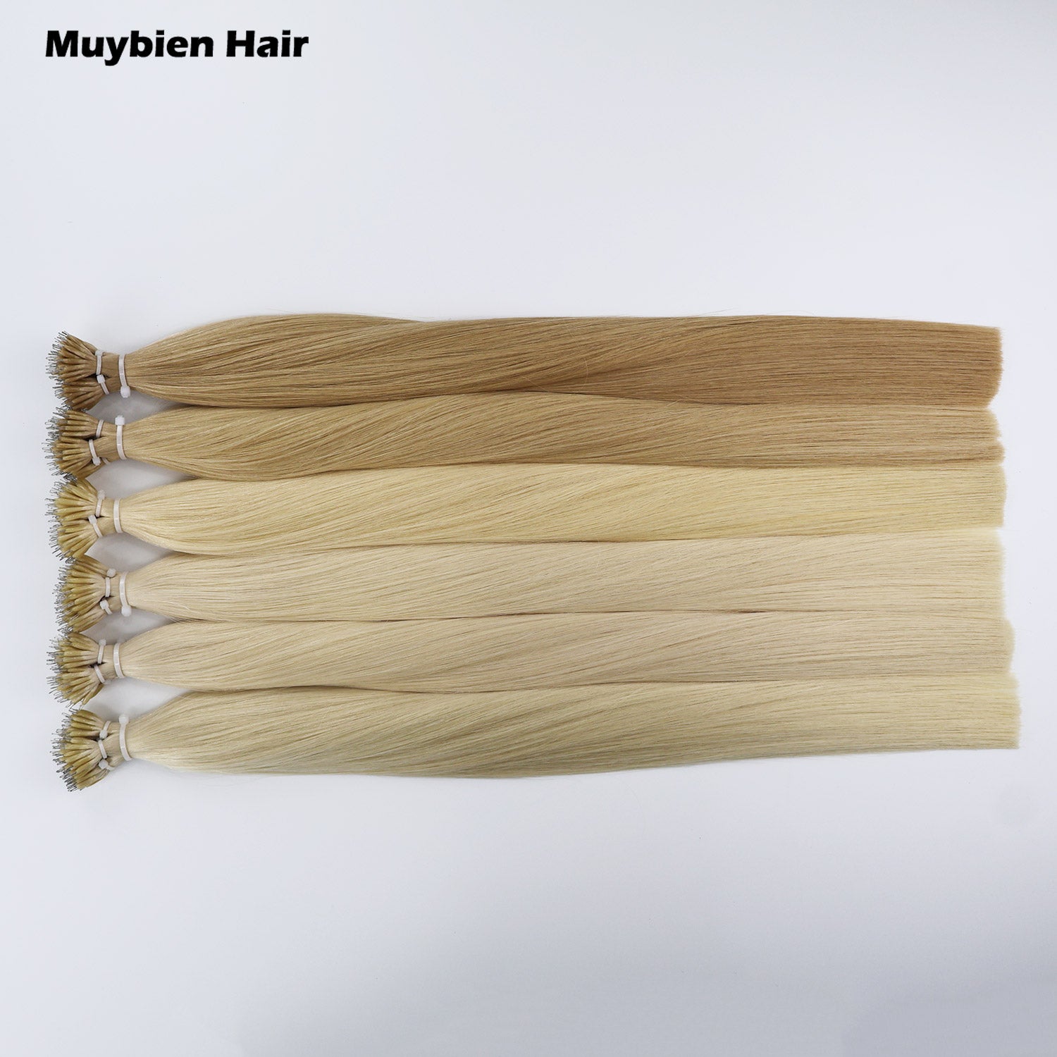 Cuticle Aligned Virgin Hair Silky Straight Double Drawn Nano Ring Human Hair Extensions 100Grams