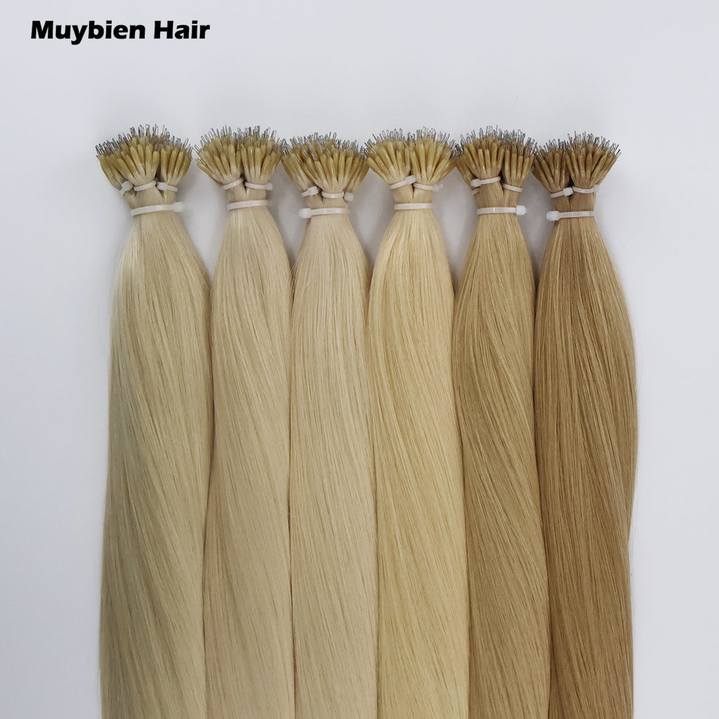 Cuticle Aligned Virgin Hair Silky Straight Double Drawn Nano Ring Human Hair Extensions 100Grams