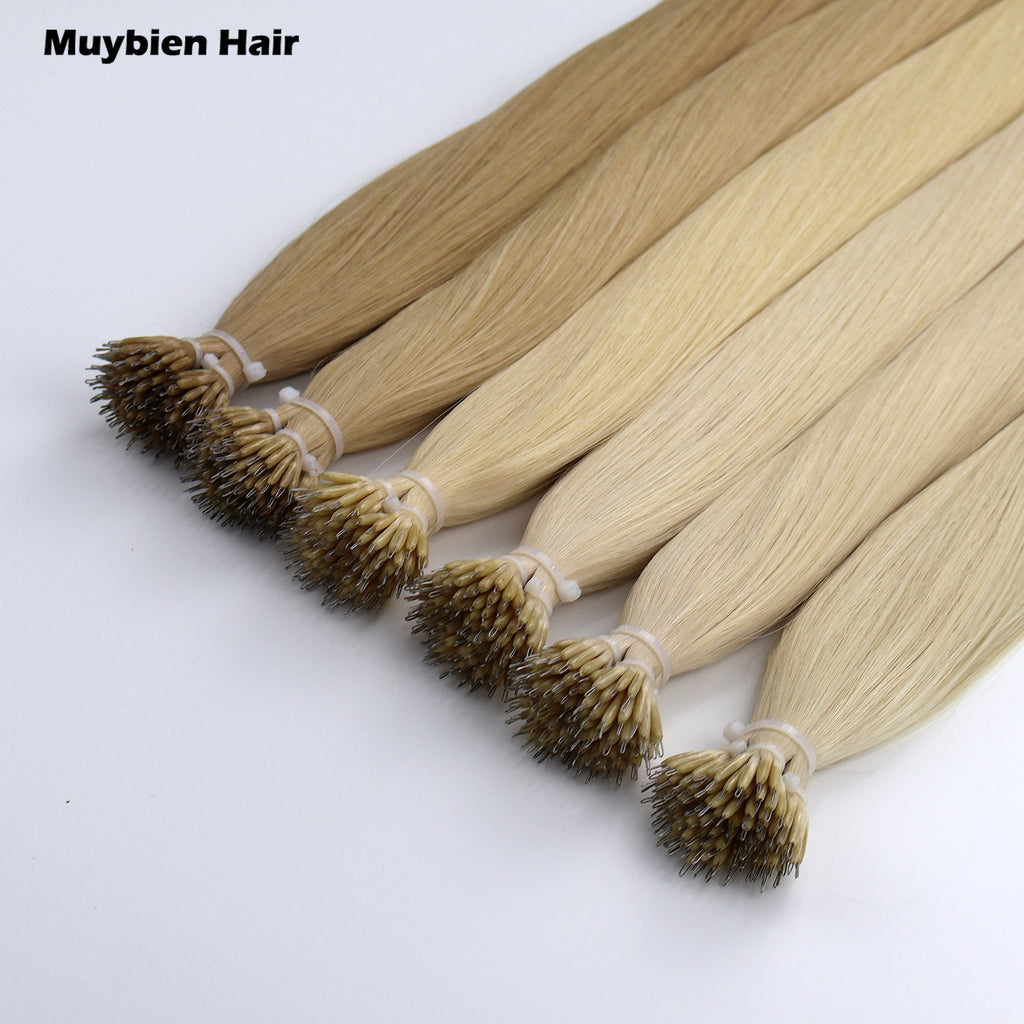 Cuticle Aligned Virgin Hair Silky Straight Double Drawn Nano Ring Human Hair Extensions 100Grams