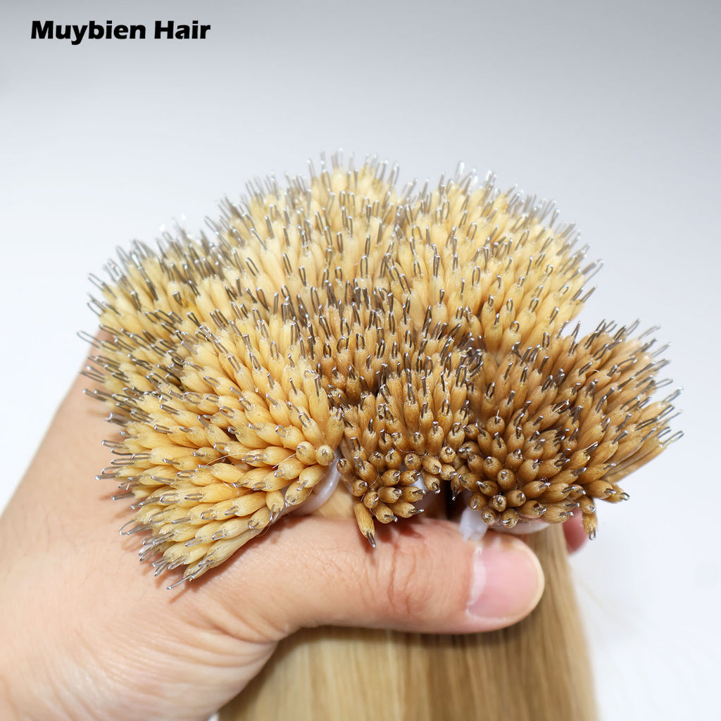 Cuticle Aligned Virgin Hair Silky Straight Double Drawn Nano Ring Human Hair Extensions 100Grams