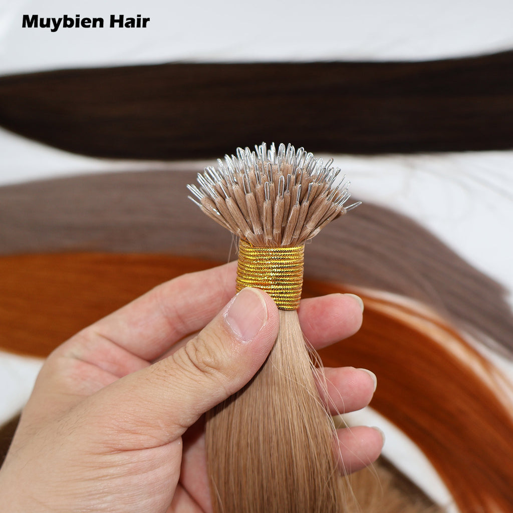 Human Virgin Hair Cuticle Aligned Double Drawn Nano Ring Hair Extension 100 Grams