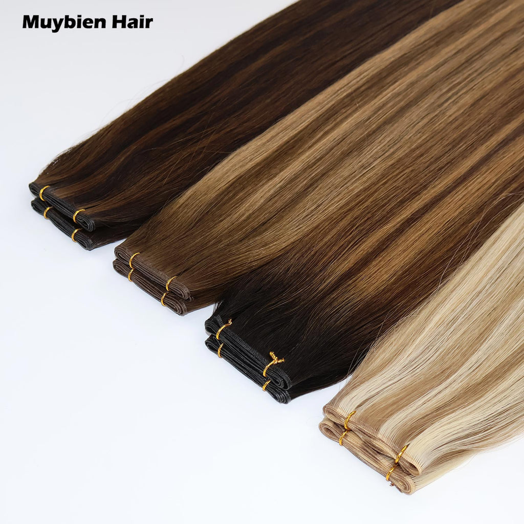 Top Grade 100% Real Human Double Drawn Human Hair Extension Genius Weft