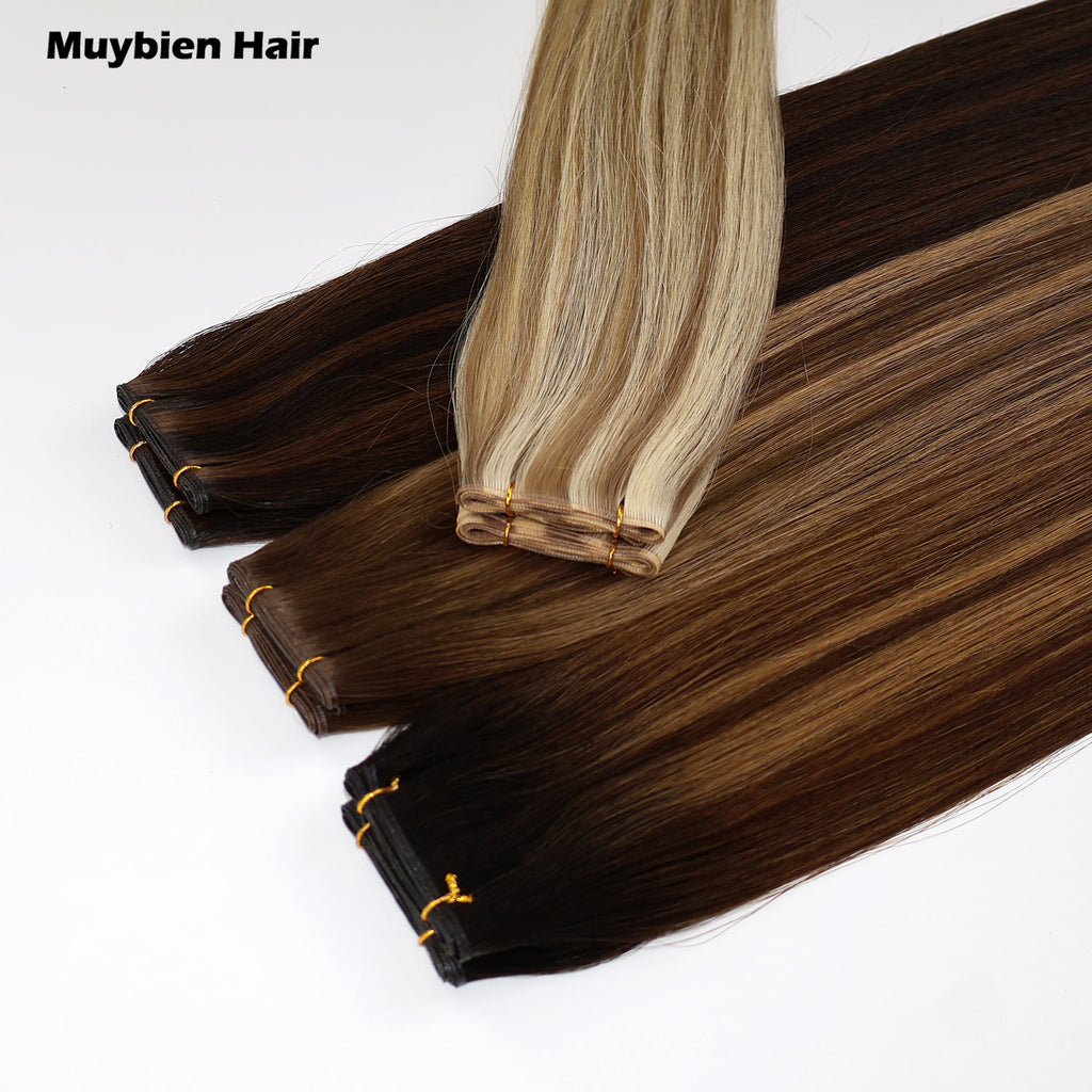 Top Grade 100% Real Human Double Drawn Human Hair Extension Genius Weft
