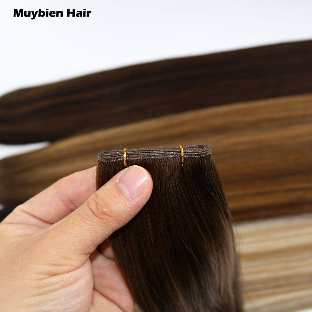 Top Grade 100% Real Human Double Drawn Human Hair Extension Genius Weft