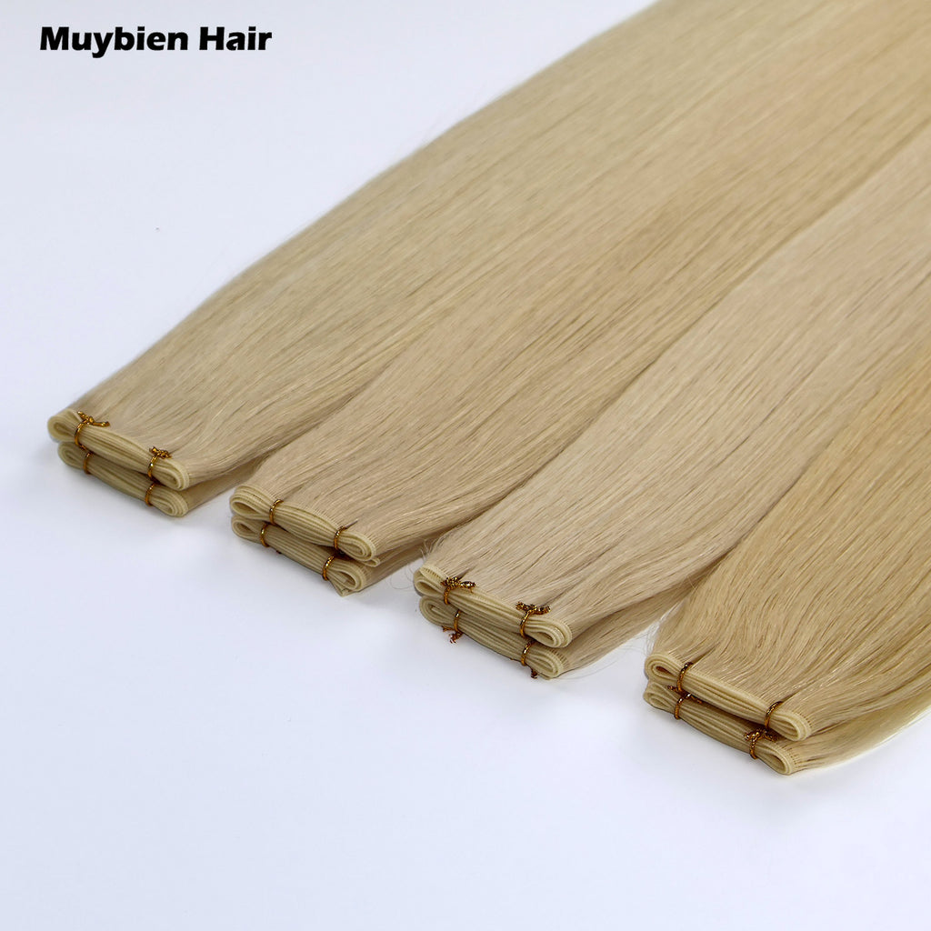 100% Natural Human Hair Drawn Genius Weft Hair Extensions Applied to Hair Extensions