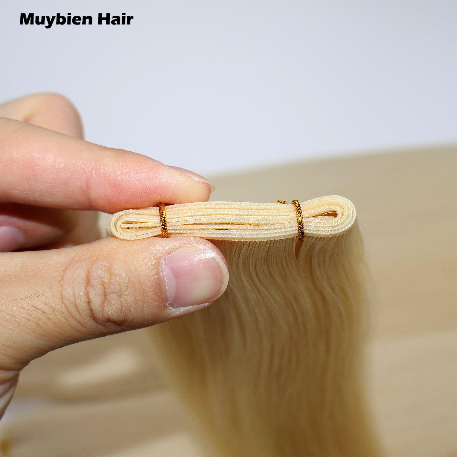 100% Natural Human Hair Drawn Genius Weft Hair Extensions Applied to Hair Extensions