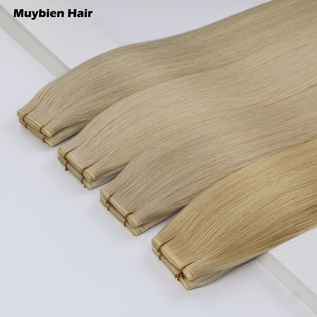 100% Natural Human Hair Drawn Genius Weft Hair Extensions Applied to Hair Extensions