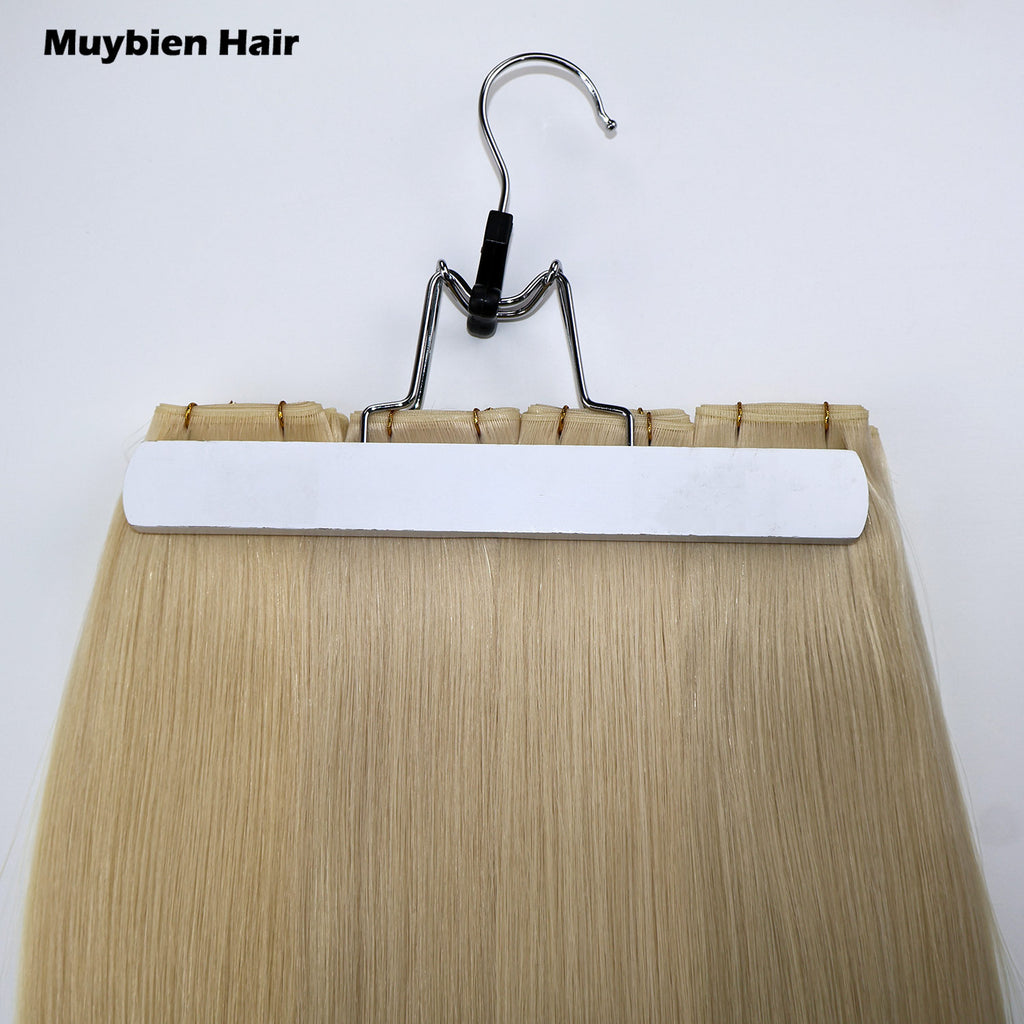 100% Natural Human Hair Drawn Genius Weft Hair Extensions Applied to Hair Extensions