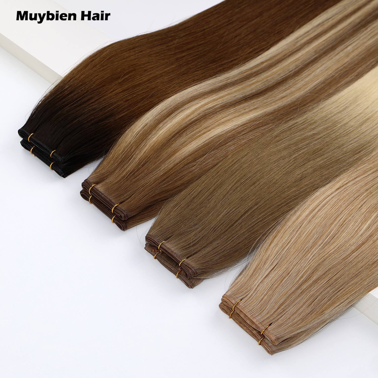 Ready to Ship Human Hair Extensions Genius Weft Double Drawn Weft Human Hair Extensions