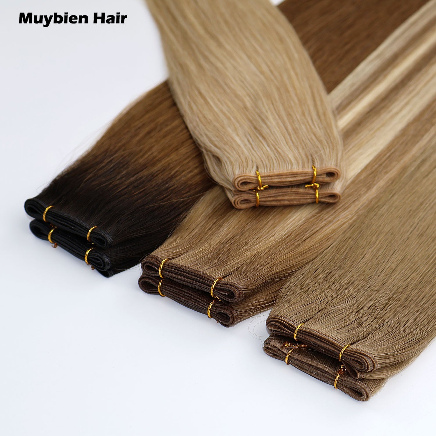 Ready to Ship Human Hair Extensions Genius Weft Double Drawn Weft Human Hair Extensions