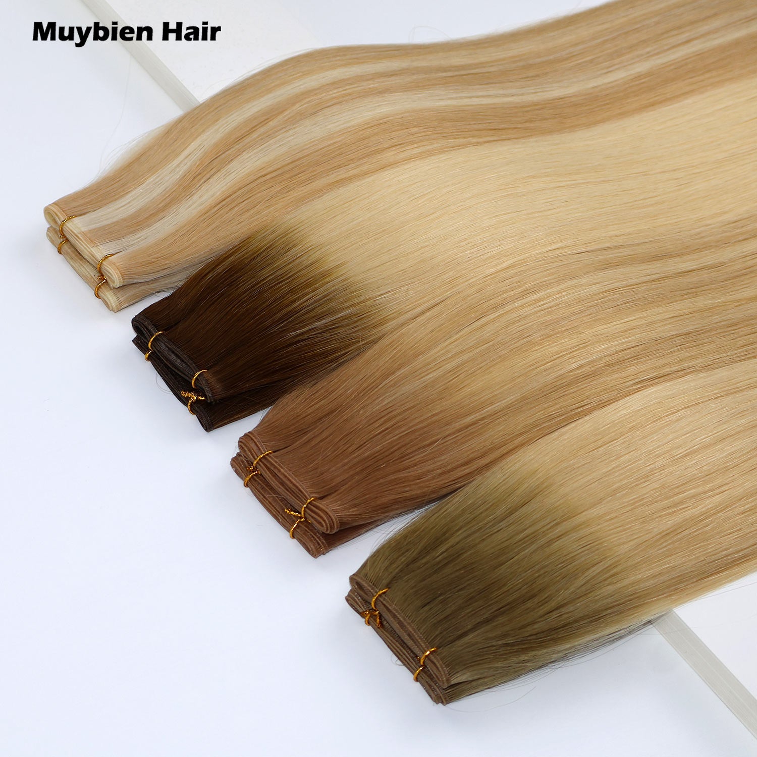 Raw 100% Human Hair Extensions Handtied Weft Straight Genius Weft Hair Extensions