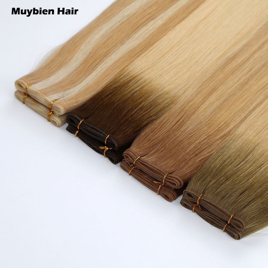 Raw 100% Human Hair Extensions Handtied Weft Straight Genius Weft Hair Extensions