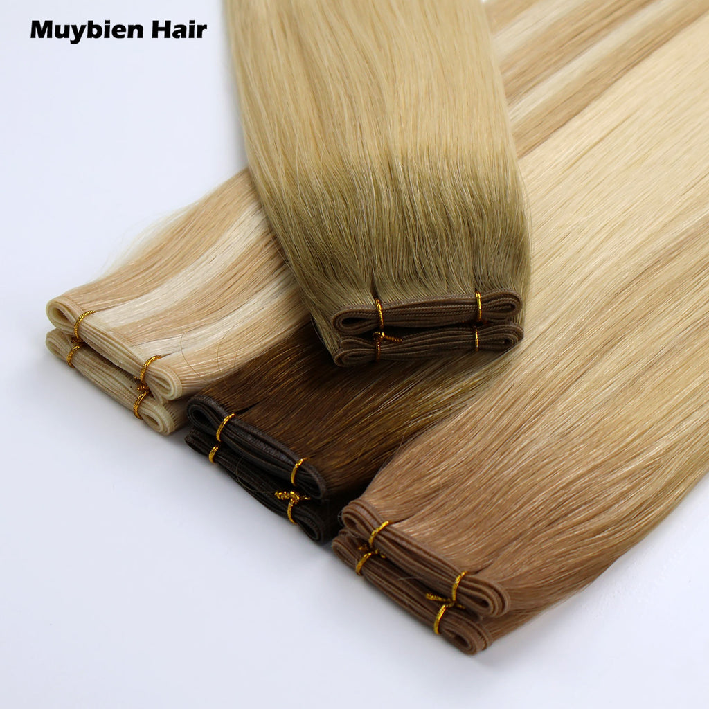 Raw 100% Human Hair Extensions Handtied Weft Straight Genius Weft Hair Extensions