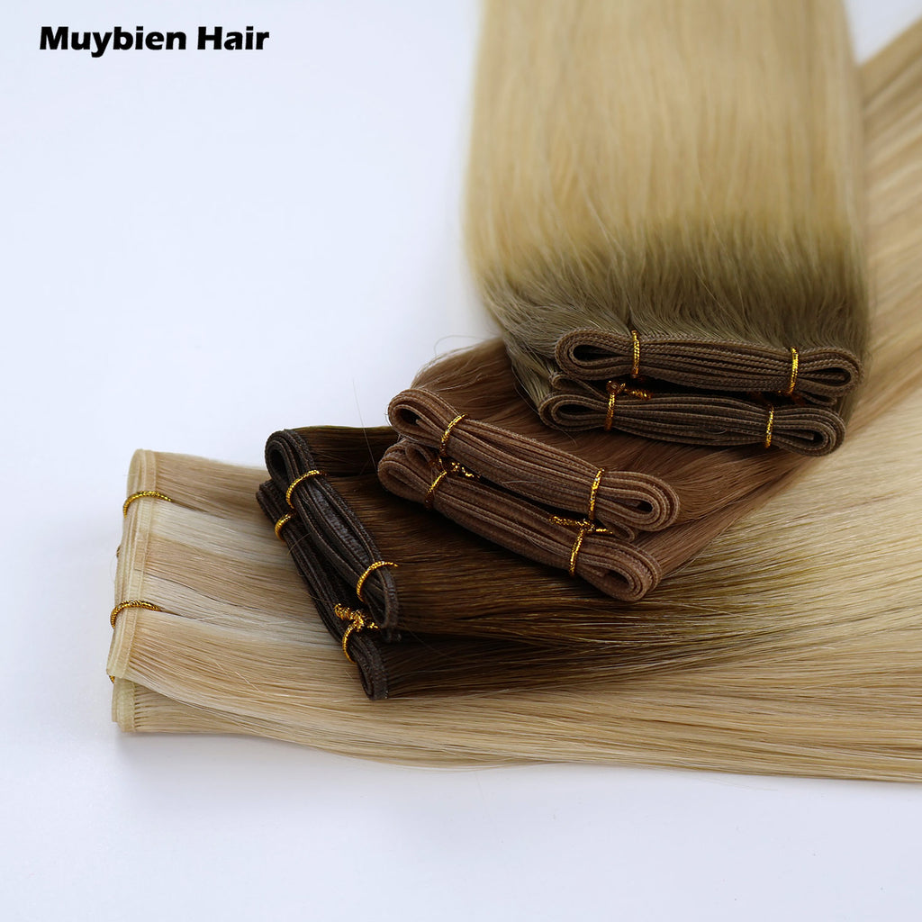 Raw 100% Human Hair Extensions Handtied Weft Straight Genius Weft Hair Extensions