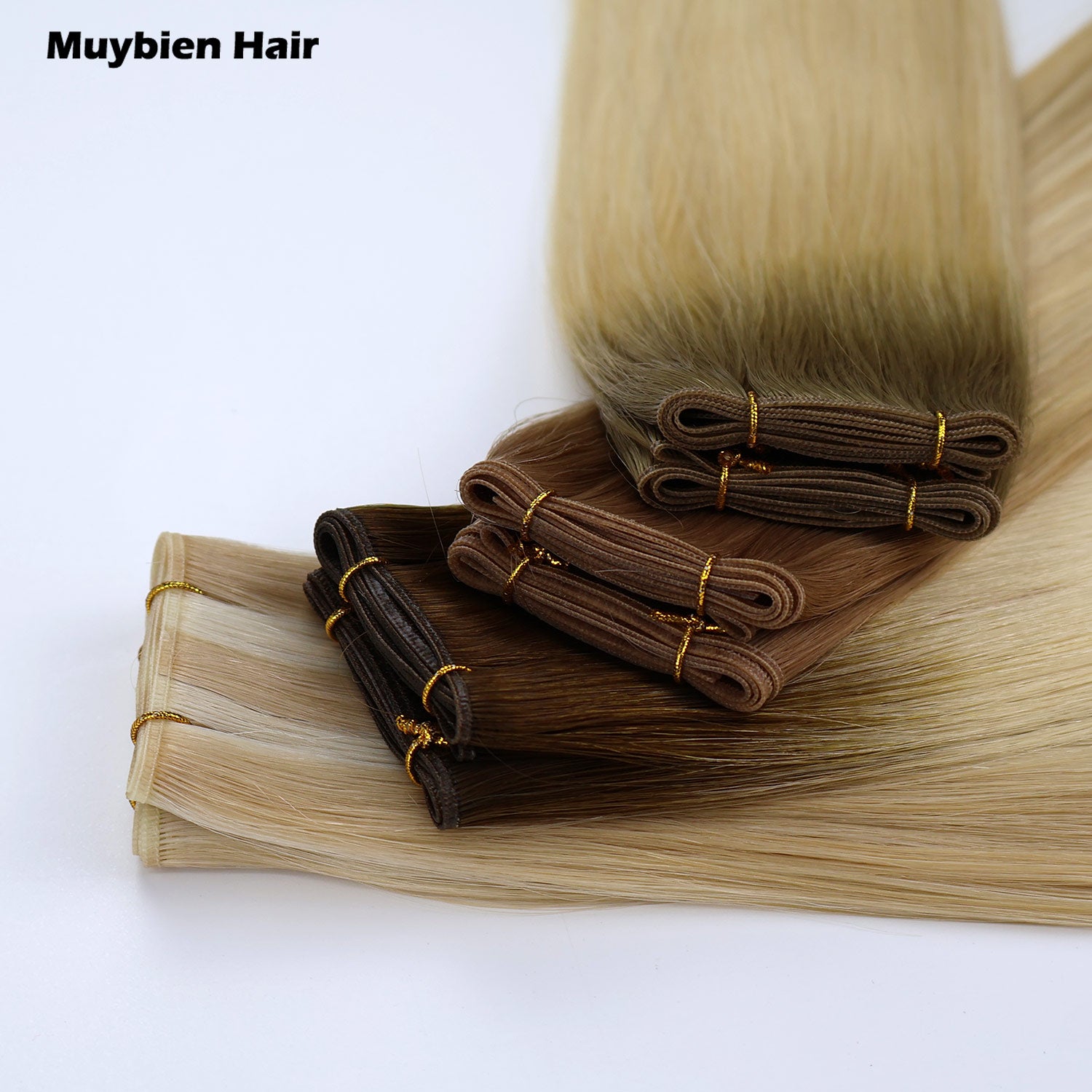 Raw 100% Human Hair Extensions Handtied Weft Straight Genius Weft Hair Extensions