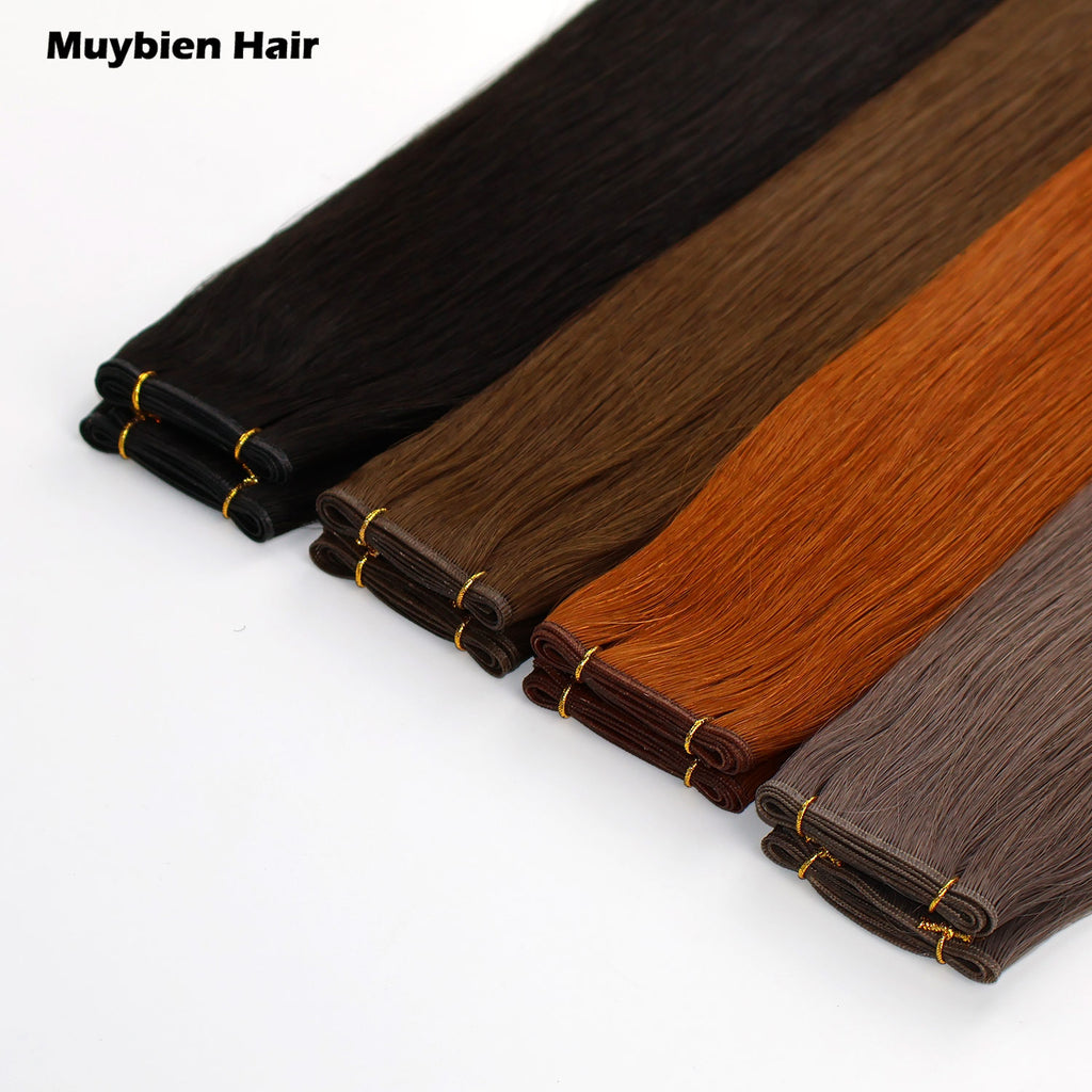 Double Drawn Human Hair Hair Extensions 100% European Thick End Invisible Human Hair Extensions