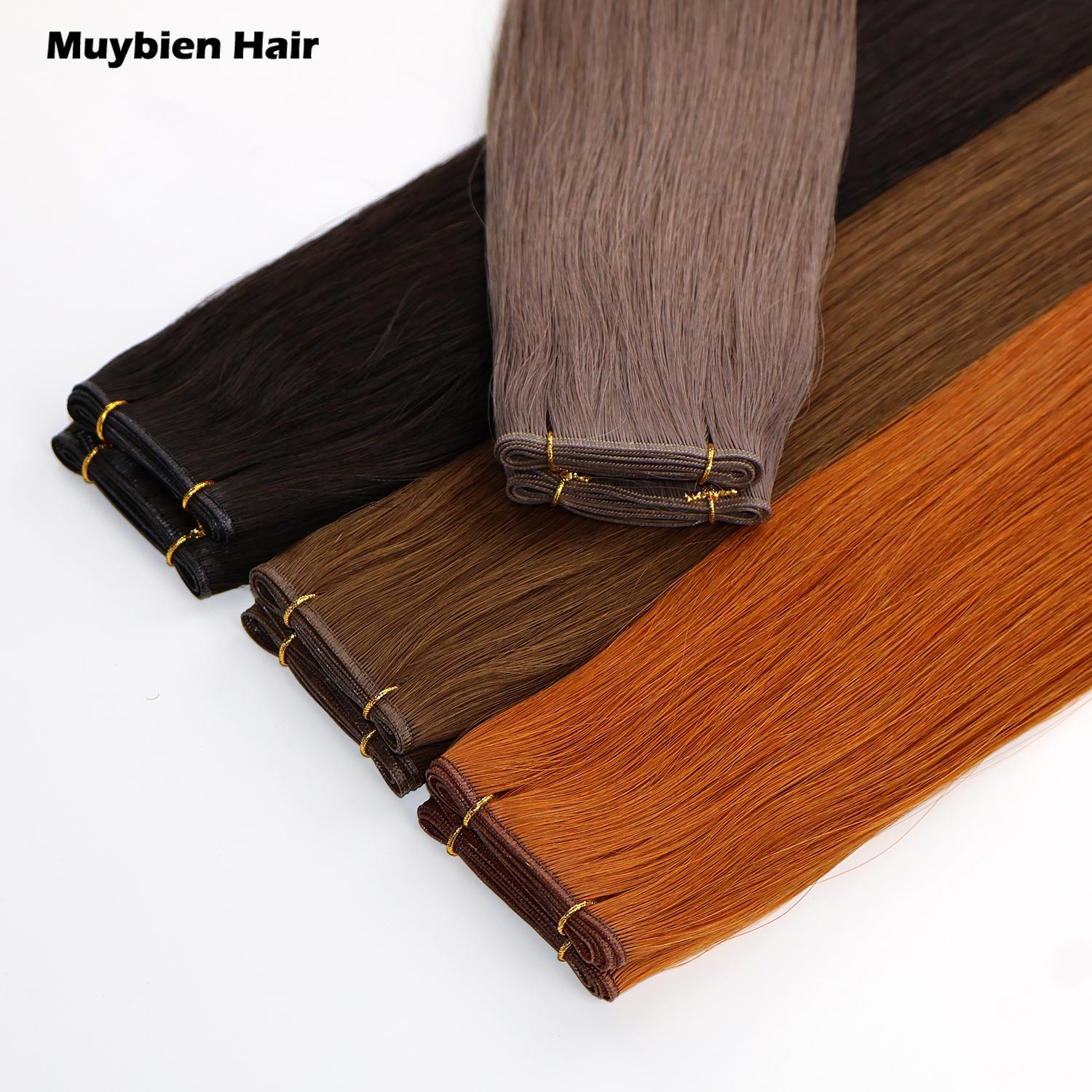 Double Drawn Human Hair Hair Extensions 100% European Thick End Invisible Human Hair Extensions