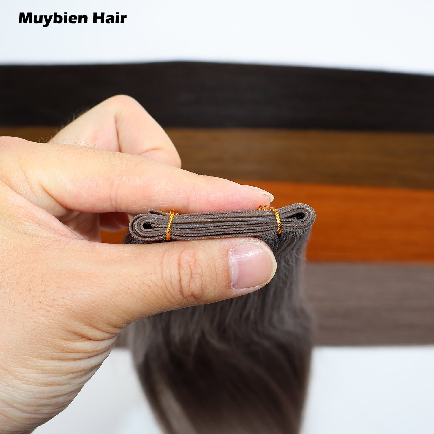 Double Drawn Human Hair Hair Extensions 100% European Thick End Invisible Human Hair Extensions