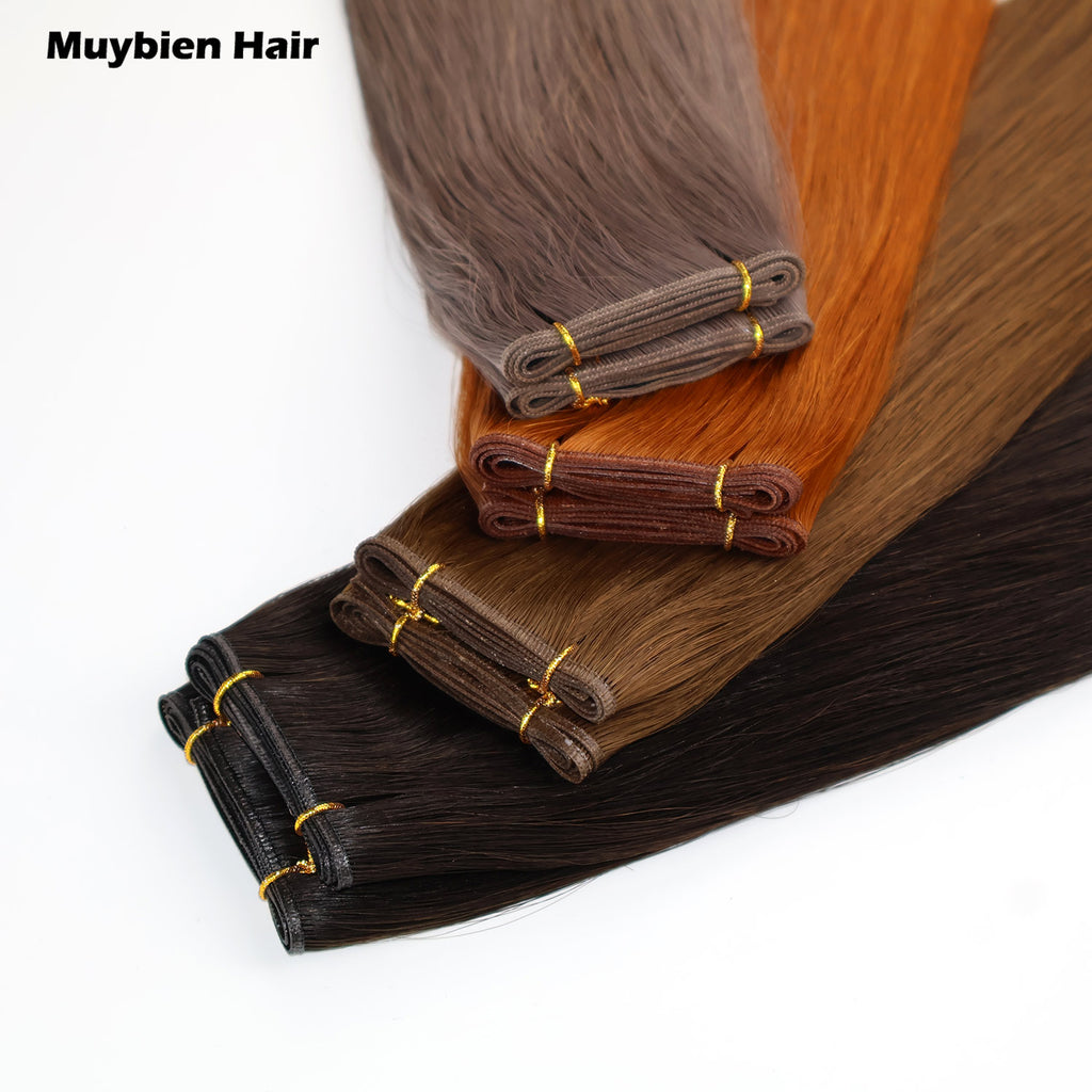 Double Drawn Human Hair Hair Extensions 100% European Thick End Invisible Human Hair Extensions
