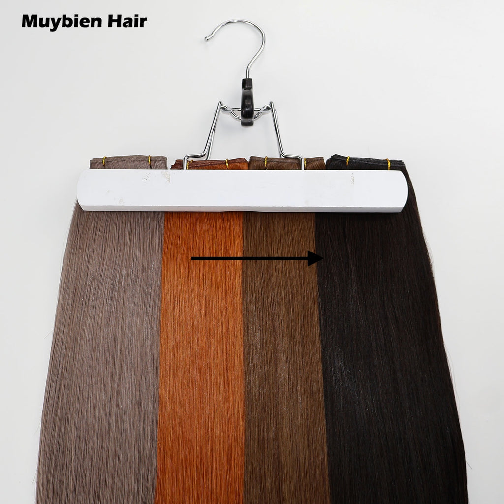 Double Drawn Human Hair Hair Extensions 100% European Thick End Invisible Human Hair Extensions